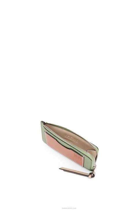 Loewe Coin cardholder in soft grained calfskin 688V1338 Women Rosemary/Tan