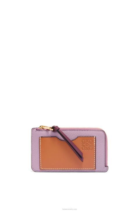 Loewe Coin cardholder in soft grained calfskin 688V1342 Women Dirty Mauve/Tan