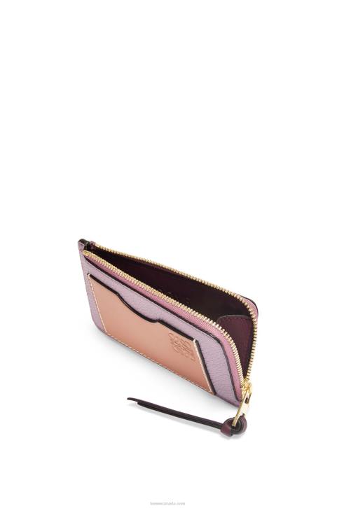 Loewe Coin cardholder in soft grained calfskin 688V1342 Women Dirty Mauve/Tan