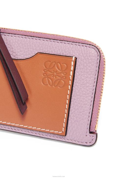 Loewe Coin cardholder in soft grained calfskin 688V1342 Women Dirty Mauve/Tan