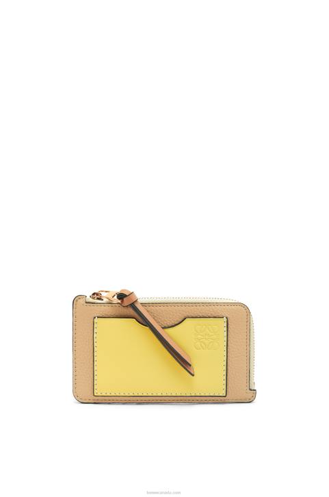 Loewe Coin cardholder in soft grained calfskin 688V1343 Women Butter/Pale Lemon