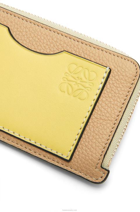 Loewe Coin cardholder in soft grained calfskin 688V1343 Women Butter/Pale Lemon