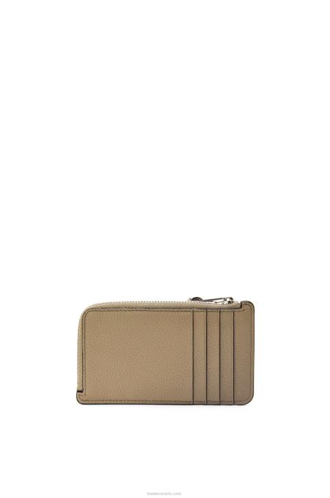 Loewe Coin cardholder in soft grained calfskin 688V1344 Women Artichoke Green/Dusty Beige