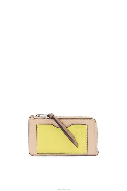 Loewe Coin cardholder in soft grained calfskin 688V1393 Women Nude/Citronelle