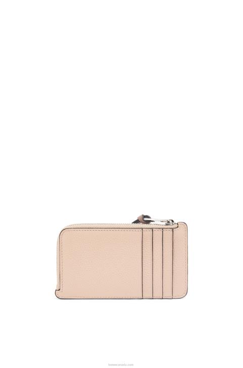 Loewe Coin cardholder in soft grained calfskin 688V1393 Women Nude/Citronelle