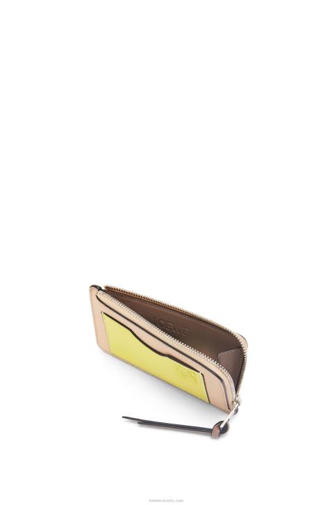Loewe Coin cardholder in soft grained calfskin 688V1393 Women Nude/Citronelle