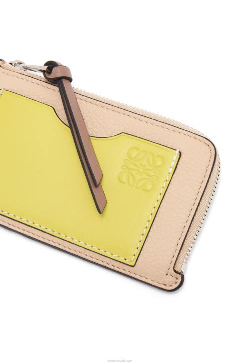 Loewe Coin cardholder in soft grained calfskin 688V1393 Women Nude/Citronelle