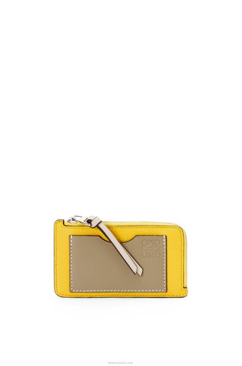 Loewe Coin cardholder in soft grained calfskin 688V1394 Women Yellow/Clay Green