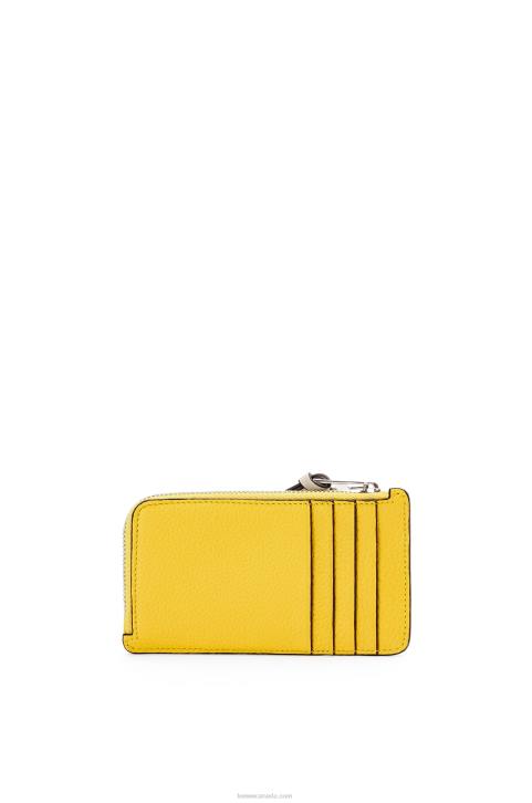 Loewe Coin cardholder in soft grained calfskin 688V1394 Women Yellow/Clay Green