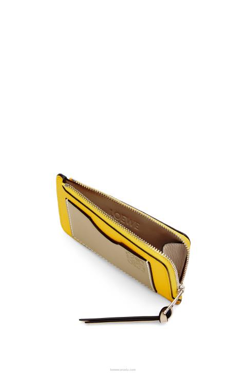 Loewe Coin cardholder in soft grained calfskin 688V1394 Women Yellow/Clay Green