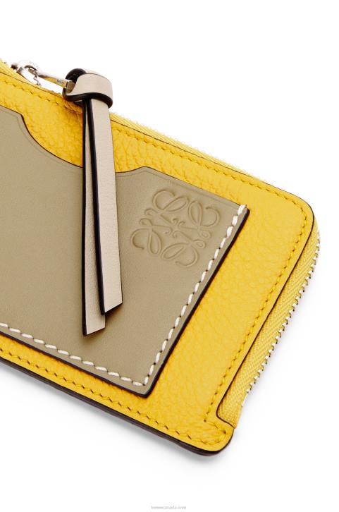Loewe Coin cardholder in soft grained calfskin 688V1394 Women Yellow/Clay Green
