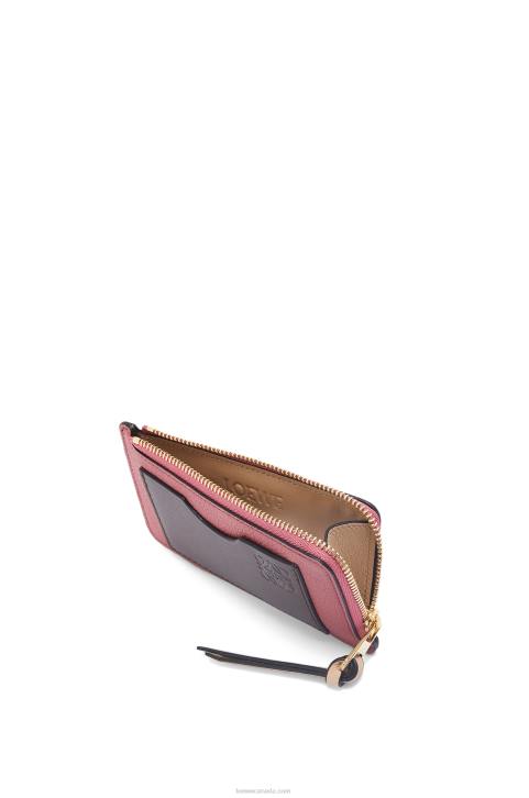 Loewe Coin cardholder in soft grained calfskin 688V1395 Women Plumrose/Chocolate