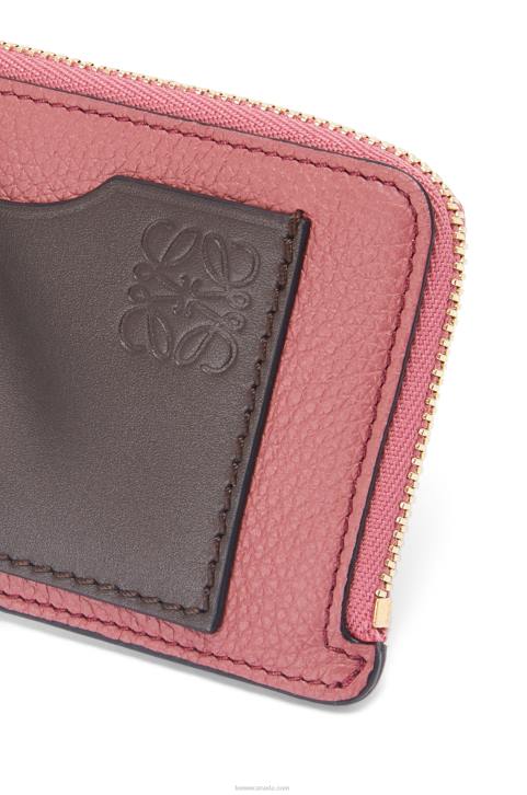 Loewe Coin cardholder in soft grained calfskin 688V1395 Women Plumrose/Chocolate