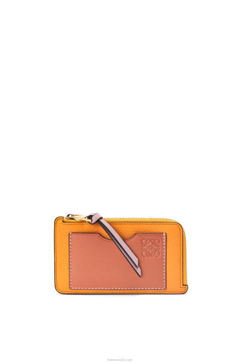 Loewe Coin cardholder in soft grained calfskin 688V1408 Women Mandarin/Coral Reef