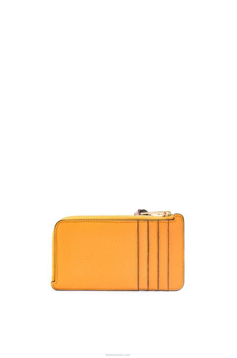 Loewe Coin cardholder in soft grained calfskin 688V1408 Women Mandarin/Coral Reef