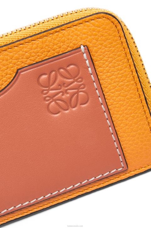 Loewe Coin cardholder in soft grained calfskin 688V1408 Women Mandarin/Coral Reef