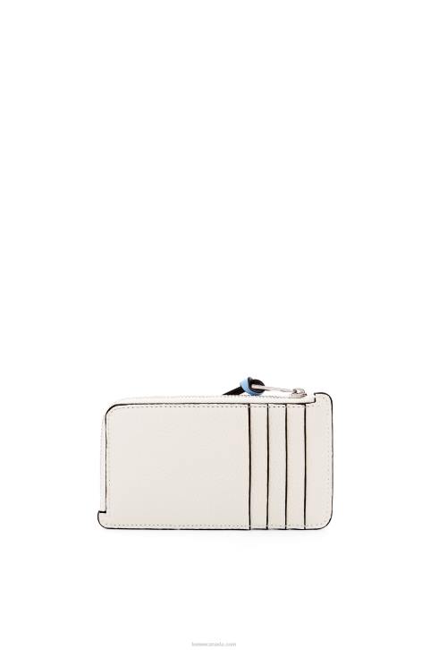 Loewe Coin cardholder in soft grained calfskin 688V1416 Women Soft White/Lime Yellow