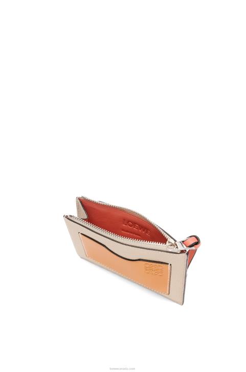 Loewe Large coin cardholder in soft grained calfskin 688V1353 Women Light Oat/Honey