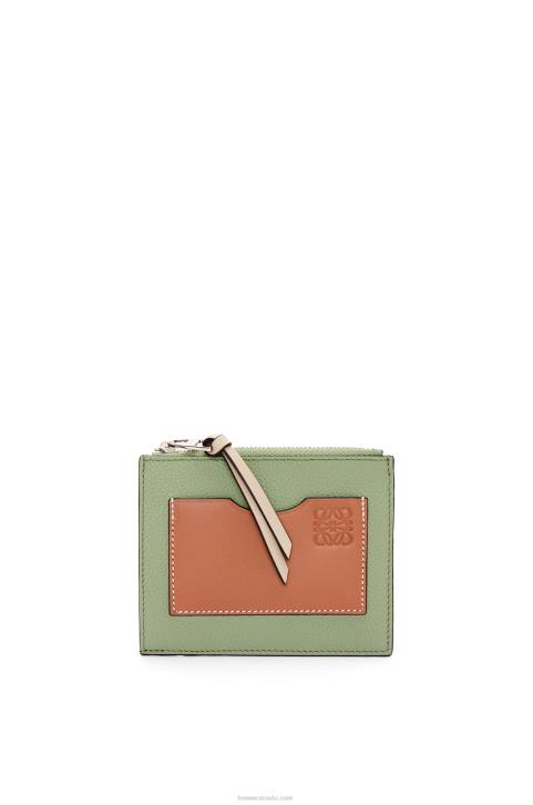 Loewe Large coin cardholder in soft grained calfskin 688V1354 Women Rosemary/Tan