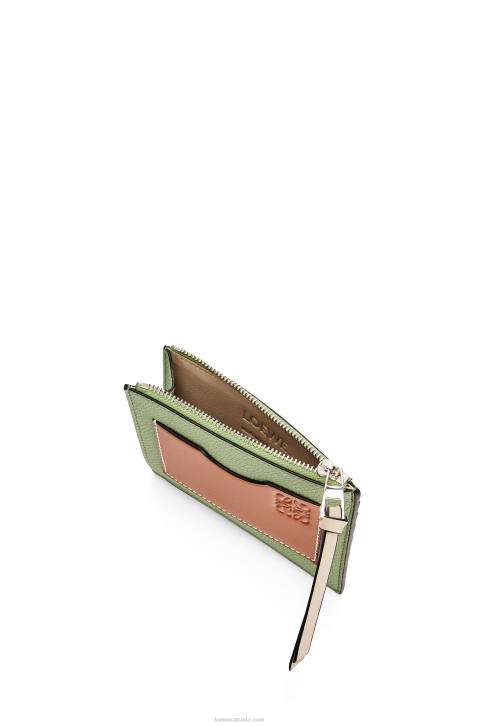 Loewe Large coin cardholder in soft grained calfskin 688V1354 Women Rosemary/Tan