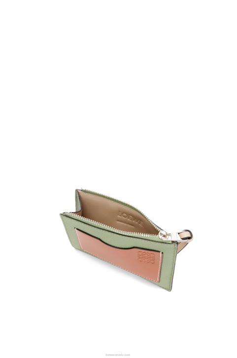 Loewe Large coin cardholder in soft grained calfskin 688V1354 Women Rosemary/Tan