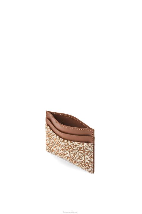 Loewe Plain cardholder in jacquard and calfskin 688V1391 Women Tan/Pecan