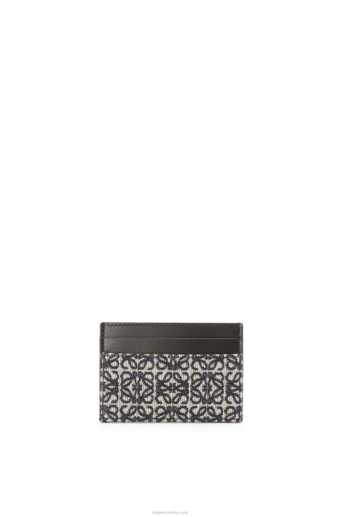Loewe Plain cardholder in jacquard and calfskin 688V1419 Women Navy/Black