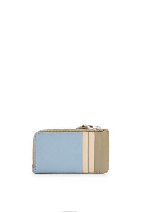 Loewe Puzzle coin cardholder in classic calfskin 688V1325 Women Dusty Blue/Sage Green