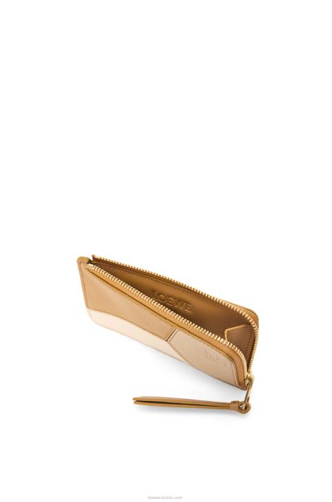 Loewe Puzzle coin cardholder in classic calfskin 688V1326 Women Angora/Dusty Beige