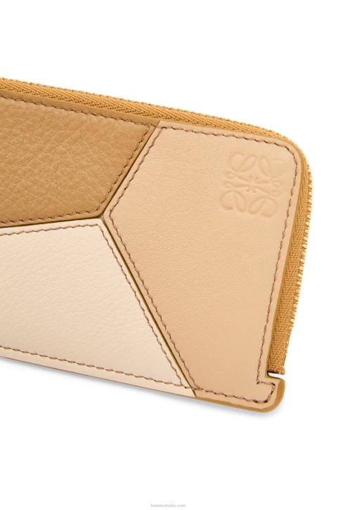 Loewe Puzzle coin cardholder in classic calfskin 688V1326 Women Angora/Dusty Beige