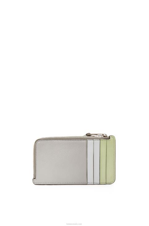Loewe Puzzle coin cardholder in classic calfskin 688V1348 Women Ash Grey/Light Celadon