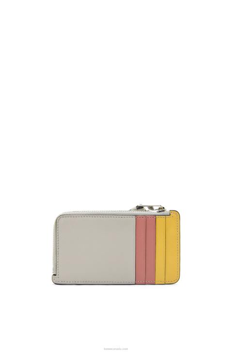 Loewe Puzzle coin cardholder in classic calfskin 688V1370 Women Ghost/Peach Bloom