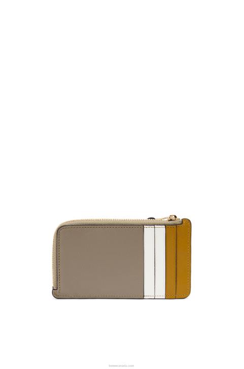 Loewe Puzzle coin cardholder in classic calfskin 688V1406 Women Ochre/Laurel Green