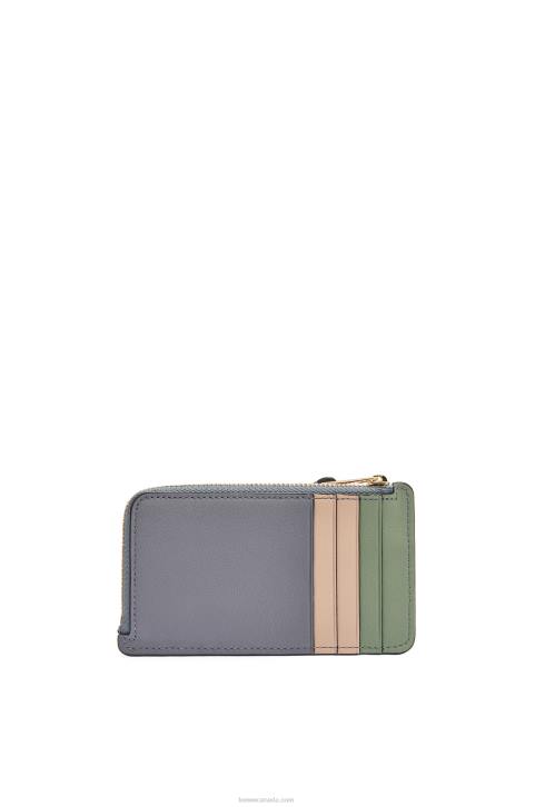 Loewe Puzzle coin cardholder in classic calfskin 688V1409 Women Asphalt Grey/Nude