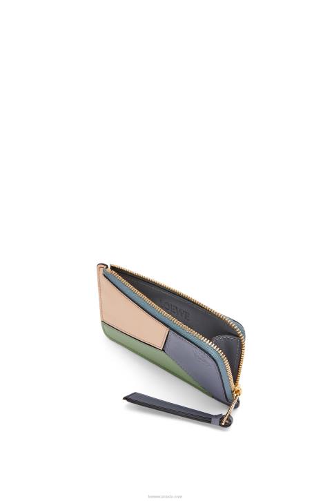 Loewe Puzzle coin cardholder in classic calfskin 688V1409 Women Asphalt Grey/Nude