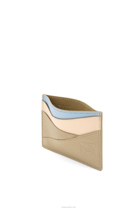 Loewe Puzzle plain cardholder in classic calfskin 688V1327 Women Dusty Blue/Sage Green