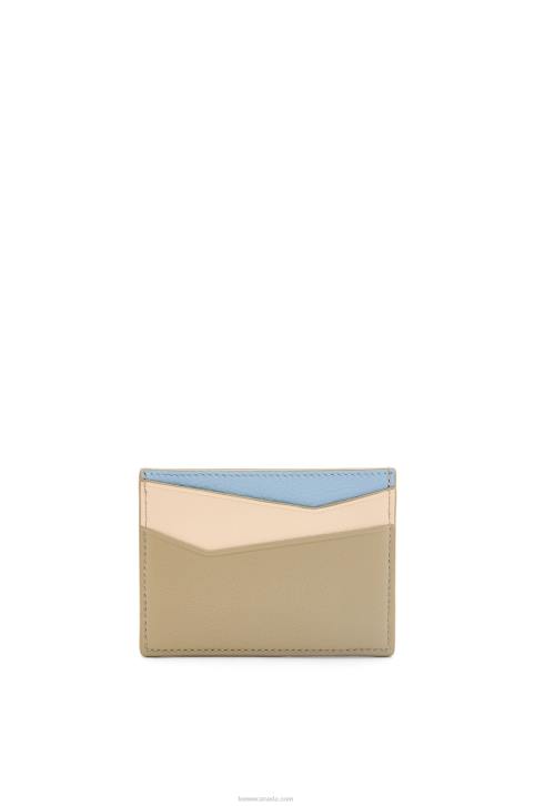 Loewe Puzzle plain cardholder in classic calfskin 688V1327 Women Dusty Blue/Sage Green