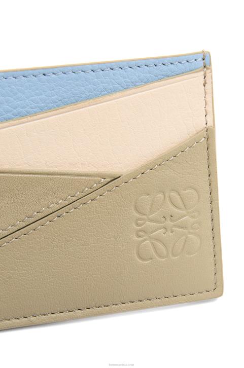 Loewe Puzzle plain cardholder in classic calfskin 688V1327 Women Dusty Blue/Sage Green