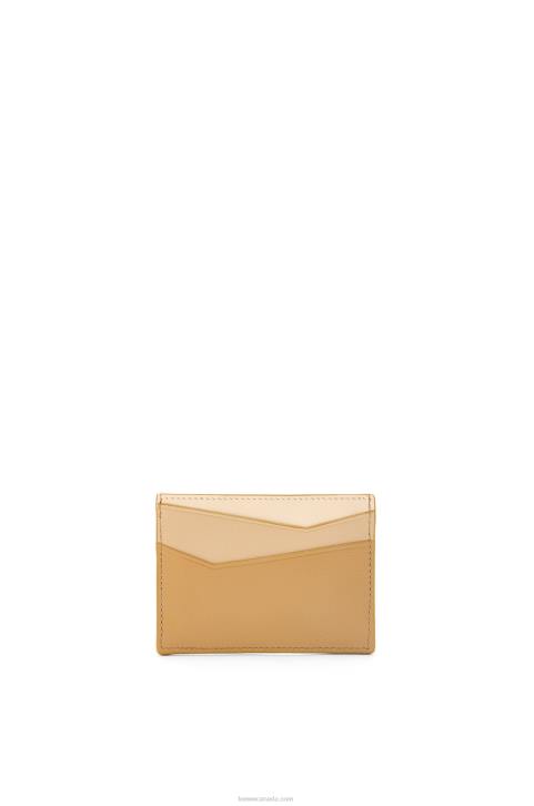 Loewe Puzzle plain cardholder in classic calfskin 688V1328 Women Angora/Dusty Beige