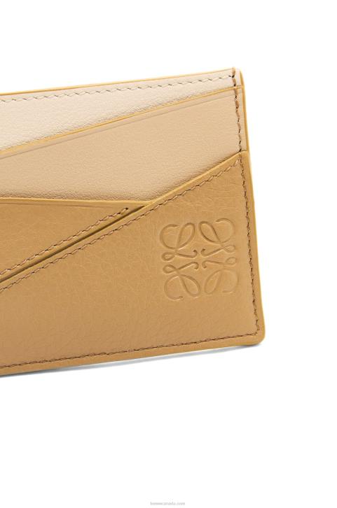 Loewe Puzzle plain cardholder in classic calfskin 688V1328 Women Angora/Dusty Beige