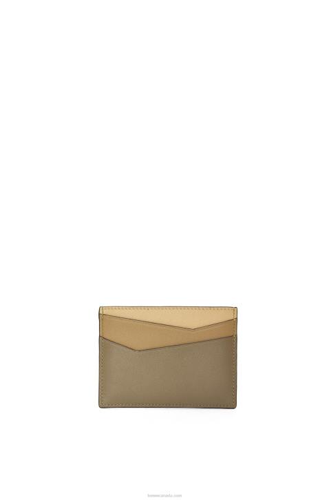 Loewe Puzzle plain cardholder in classic calfskin 688V1362 Women Clay Green/Butter