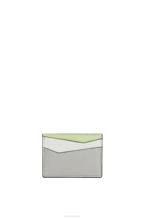 Loewe Puzzle plain cardholder in classic calfskin 688V1363 Women Ash Grey/Light Celadon
