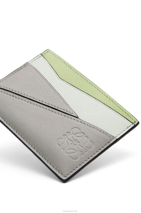 Loewe Puzzle plain cardholder in classic calfskin 688V1363 Women Ash Grey/Light Celadon