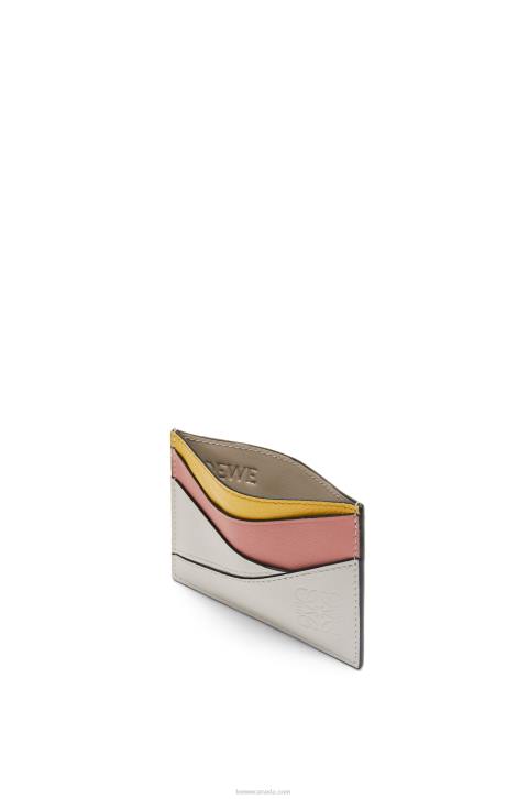 Loewe Puzzle plain cardholder in classic calfskin 688V1364 Women Ghost/Peach Bloom