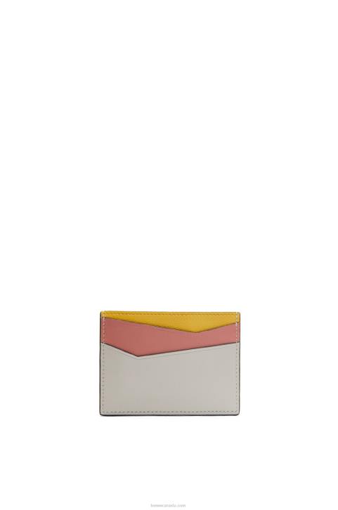 Loewe Puzzle plain cardholder in classic calfskin 688V1364 Women Ghost/Peach Bloom