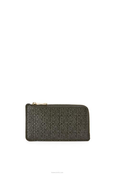 Loewe Repeat coin cardholder in embossed silk calfskin 688V1346 Women Black