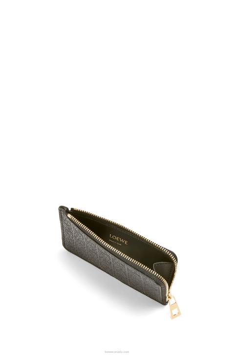Loewe Repeat coin cardholder in embossed silk calfskin 688V1346 Women Black
