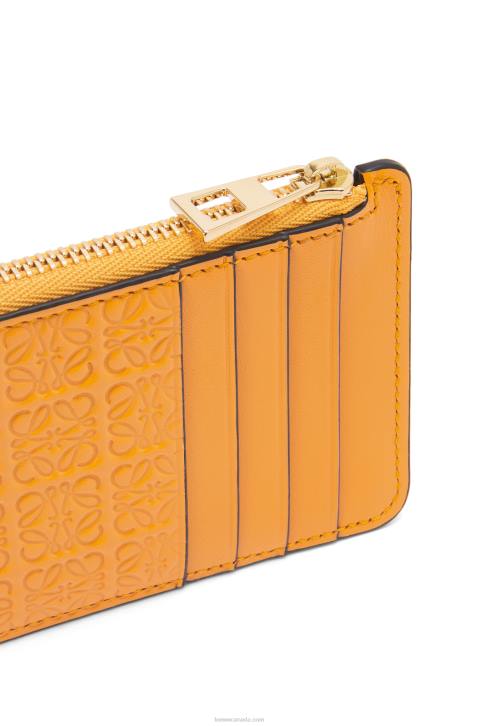 Loewe Repeat coin cardholder in embossed silk calfskin 688V1405 Women Mandarin