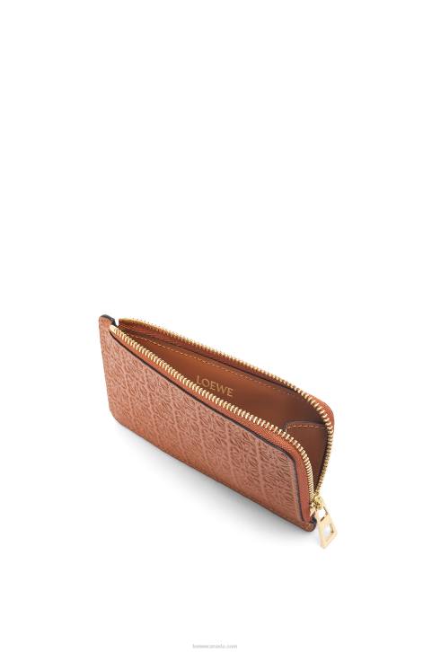 Loewe Repeat coin cardholder in embossed silk calfskin 688V1411 Women Tan