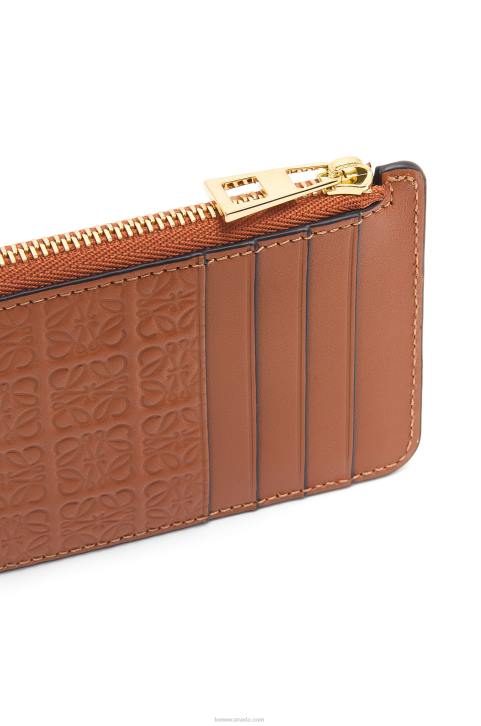 Loewe Repeat coin cardholder in embossed silk calfskin 688V1411 Women Tan
